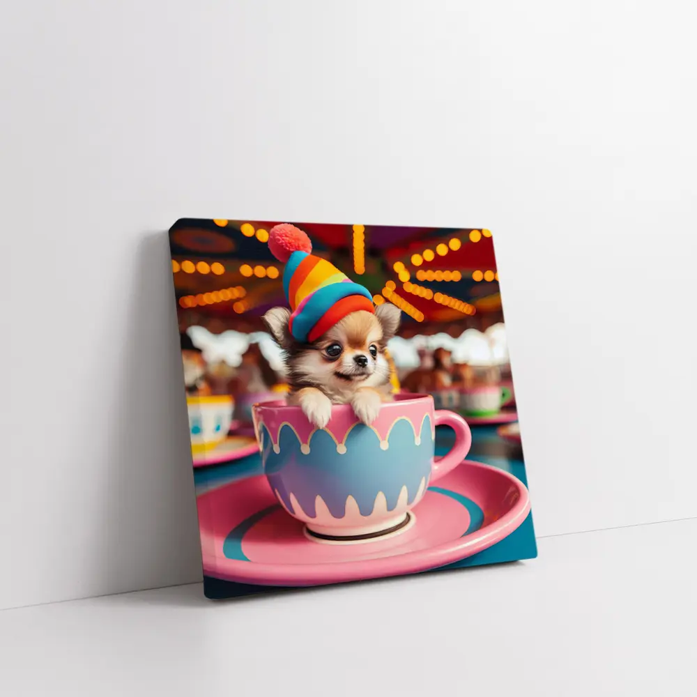 Chihuahua Puppy Teacup Ride Carnival Background – Wall Art