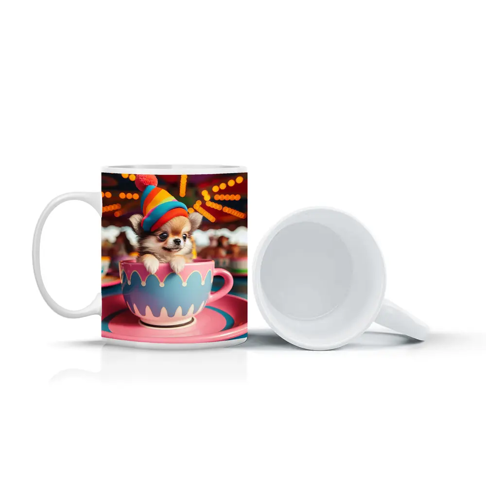 Chihuahua Puppy Teacup Ride Carnival Background – Mugs