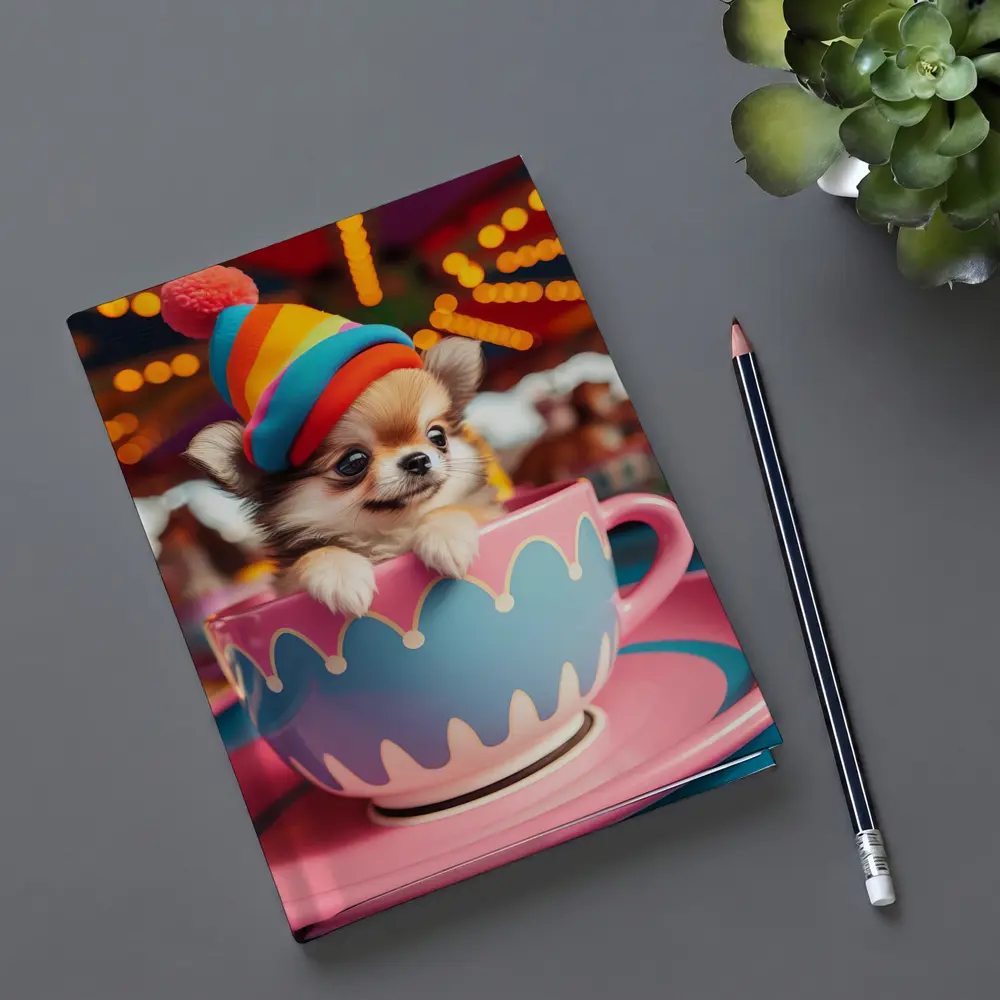Chihuahua Puppy Teacup Ride Carnival Background – Notebooks