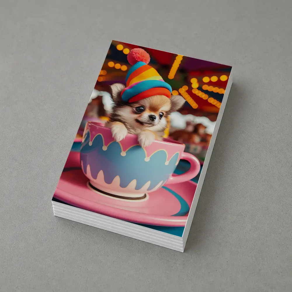 Chihuahua Puppy Teacup Ride Carnival Background – Postcards