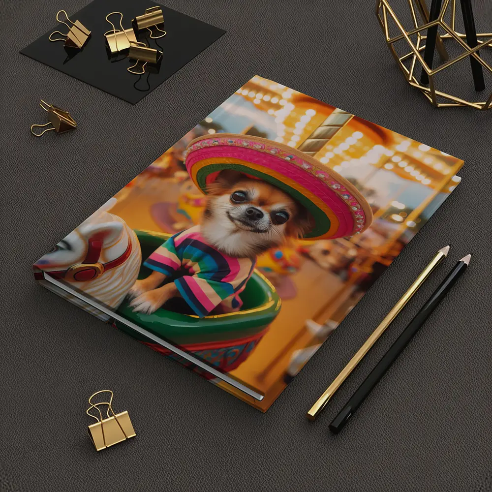 Chihuahua Sombrero Carousel Colorful Fair Background – Notebooks