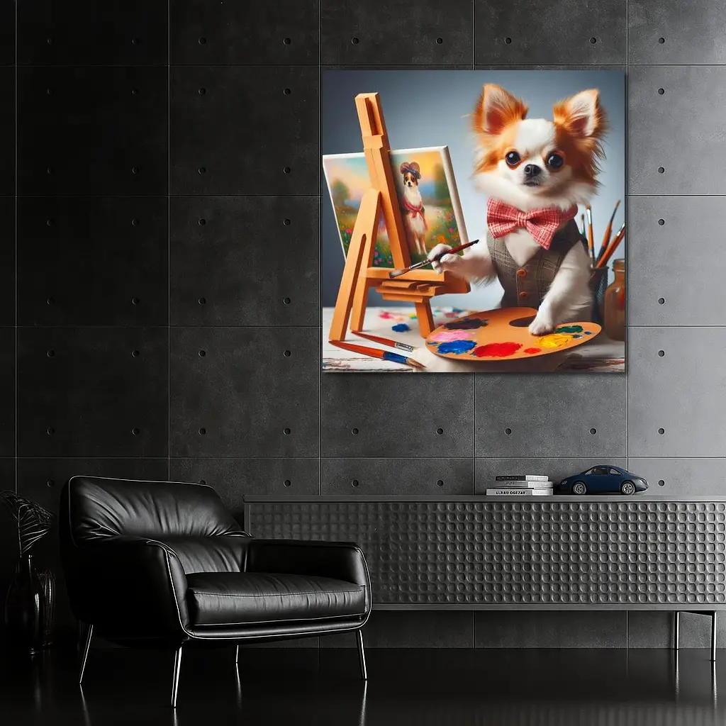 Chihuahua Artist Painting Portrait Bow Tie – Wall Art