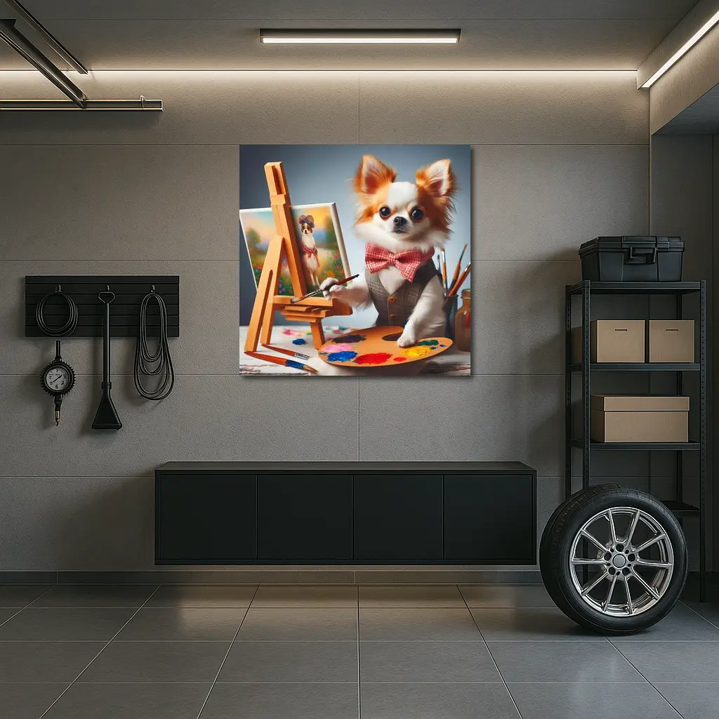 Chihuahua Artist Painting Portrait Bow Tie – Wall Art