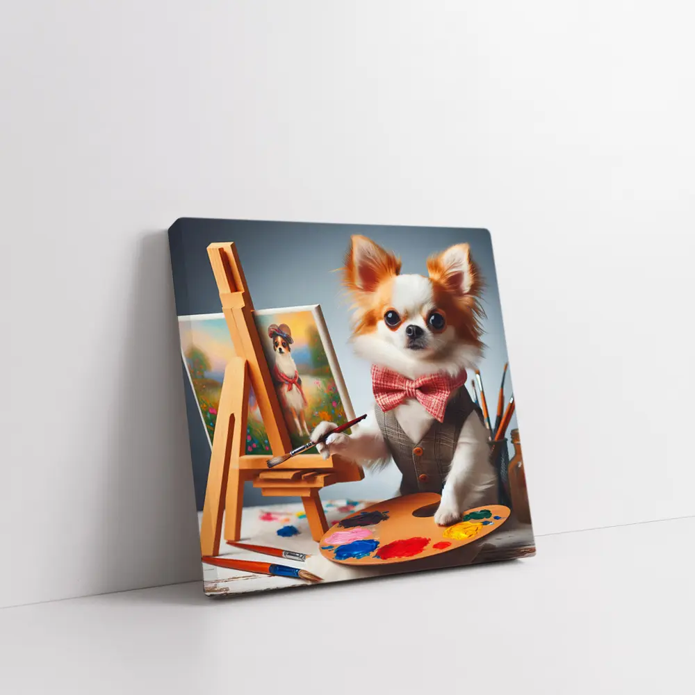 Chihuahua Artist Painting Portrait Bow Tie – Wall Art