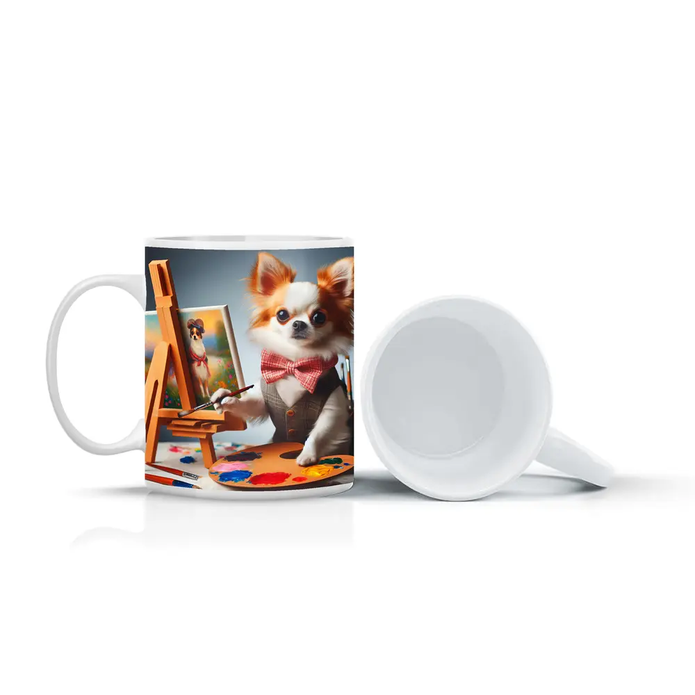 Chihuahua Artist Painting Portrait Bow Tie – Mugs