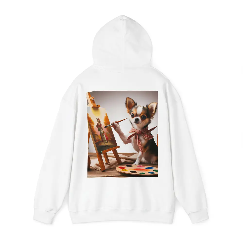 Chihuahua Artist Painting on Easel Studio – Hoodies