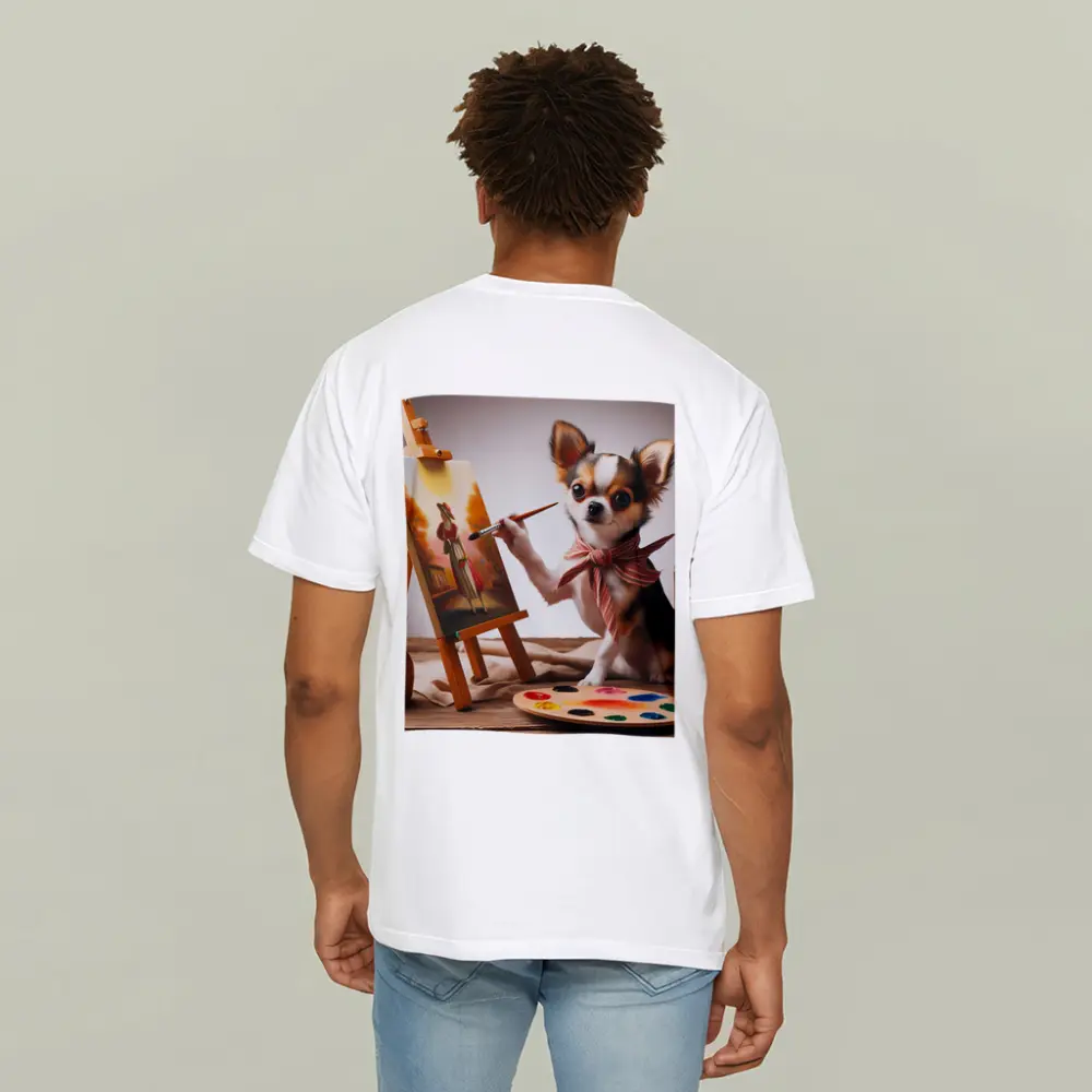 Chihuahua Artist Painting on Easel Studio – T-Shirts