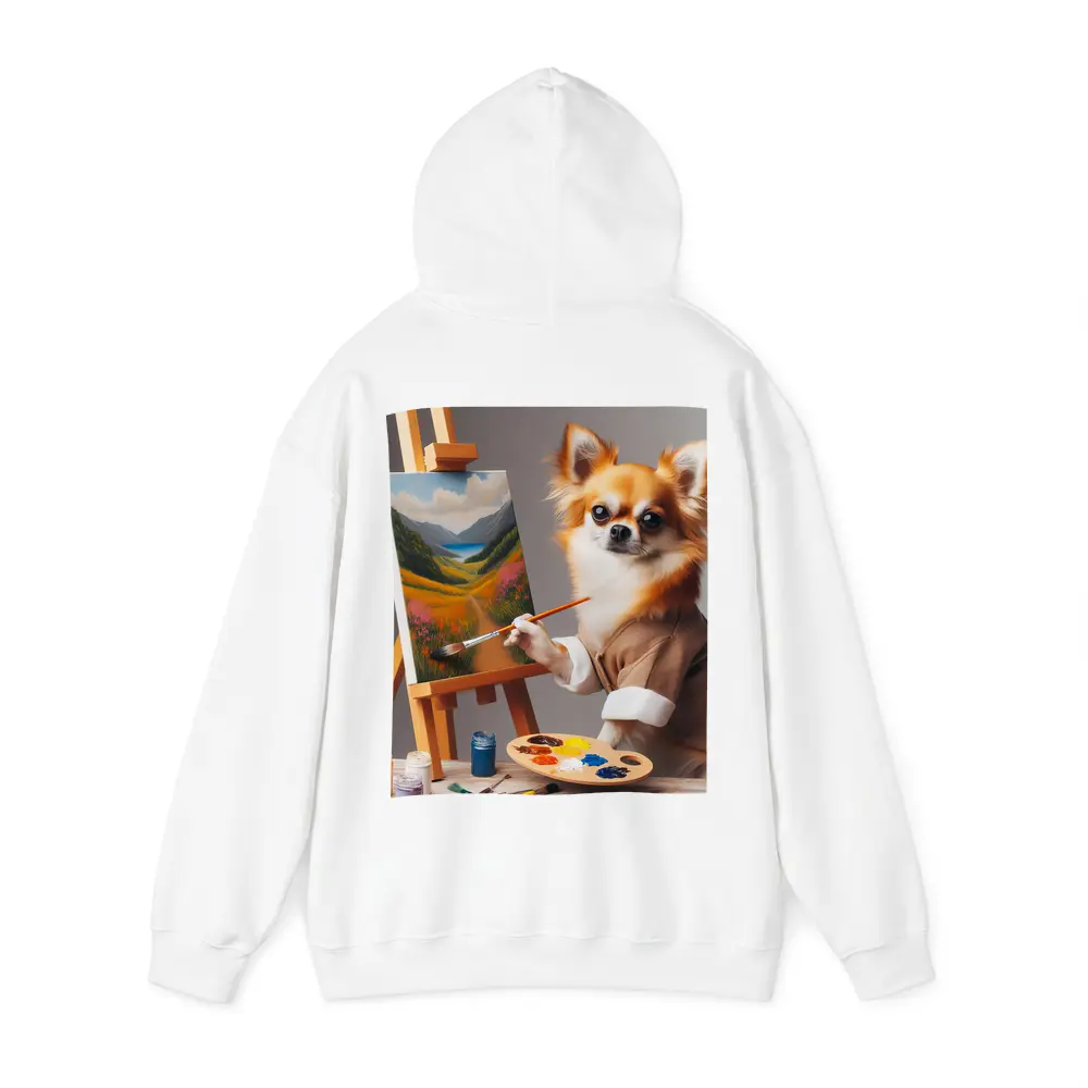 Chihuahua Artist Painting Landscape On Easel – Hoodies