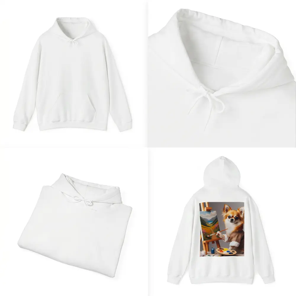 Chihuahua Artist Painting Landscape On Easel – Hoodies