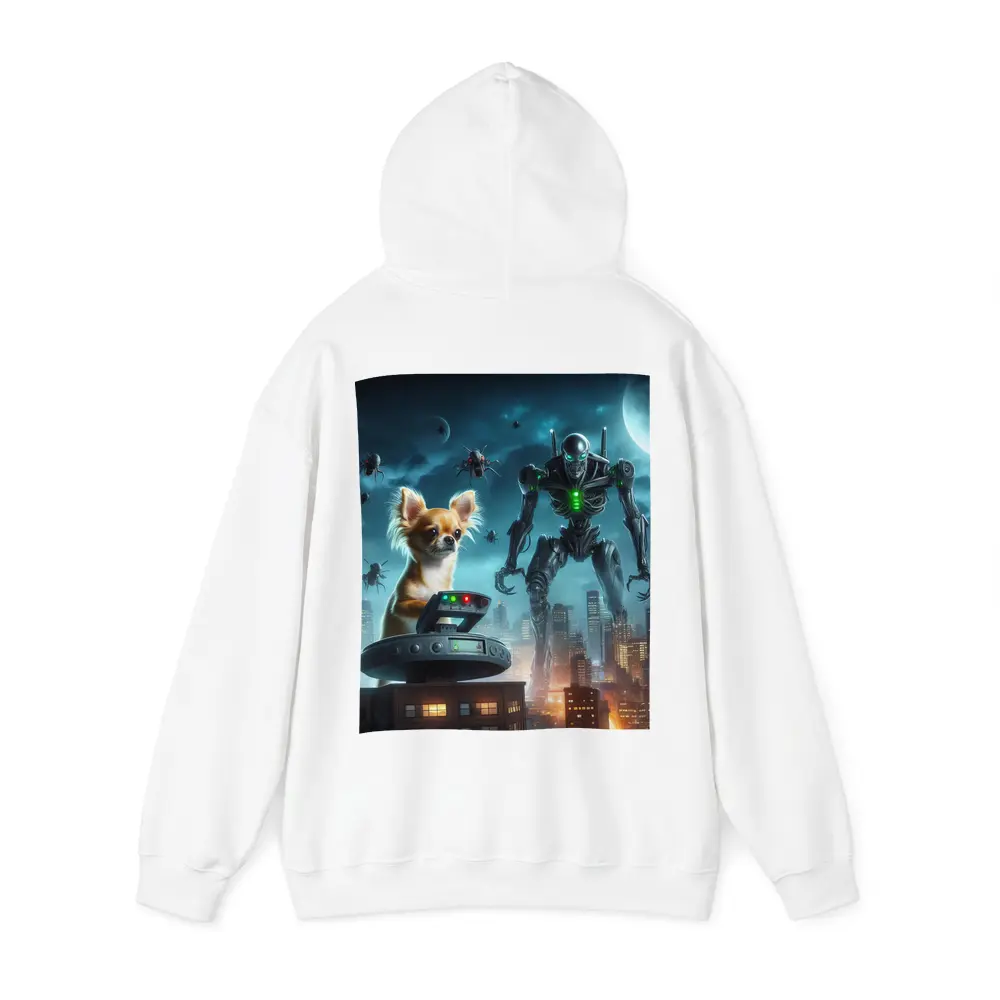 Chihuahua Commander Robot City Night Scene – Hoodies