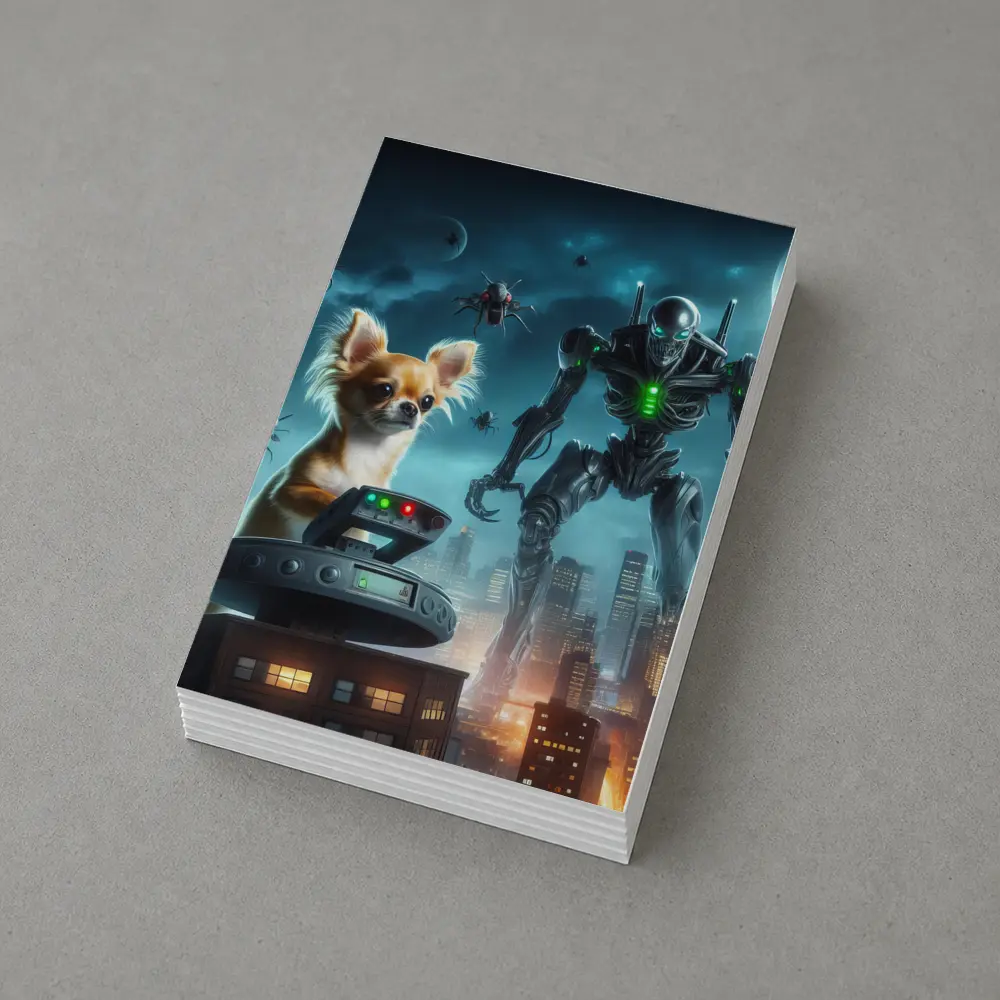 Chihuahua Commander Robot City Night Scene – Postcards