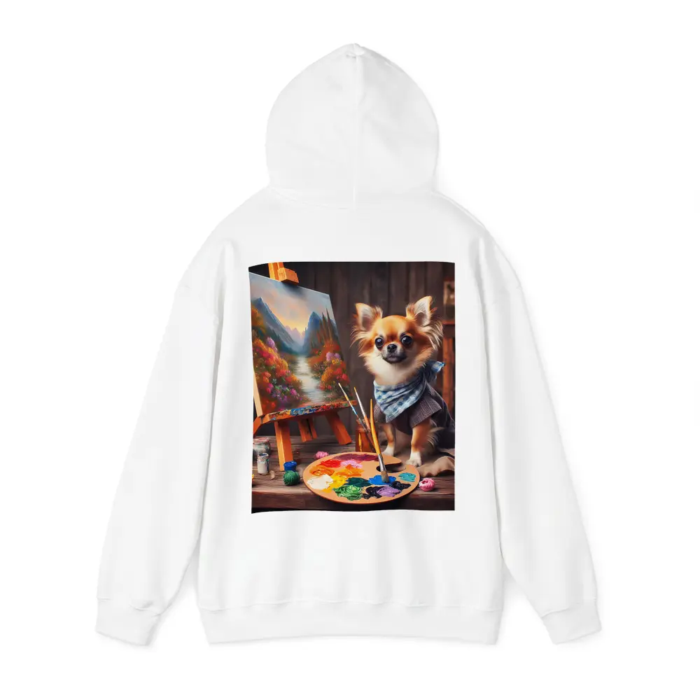 Chihuahua Artist Painting on Studio Easel – Hoodies