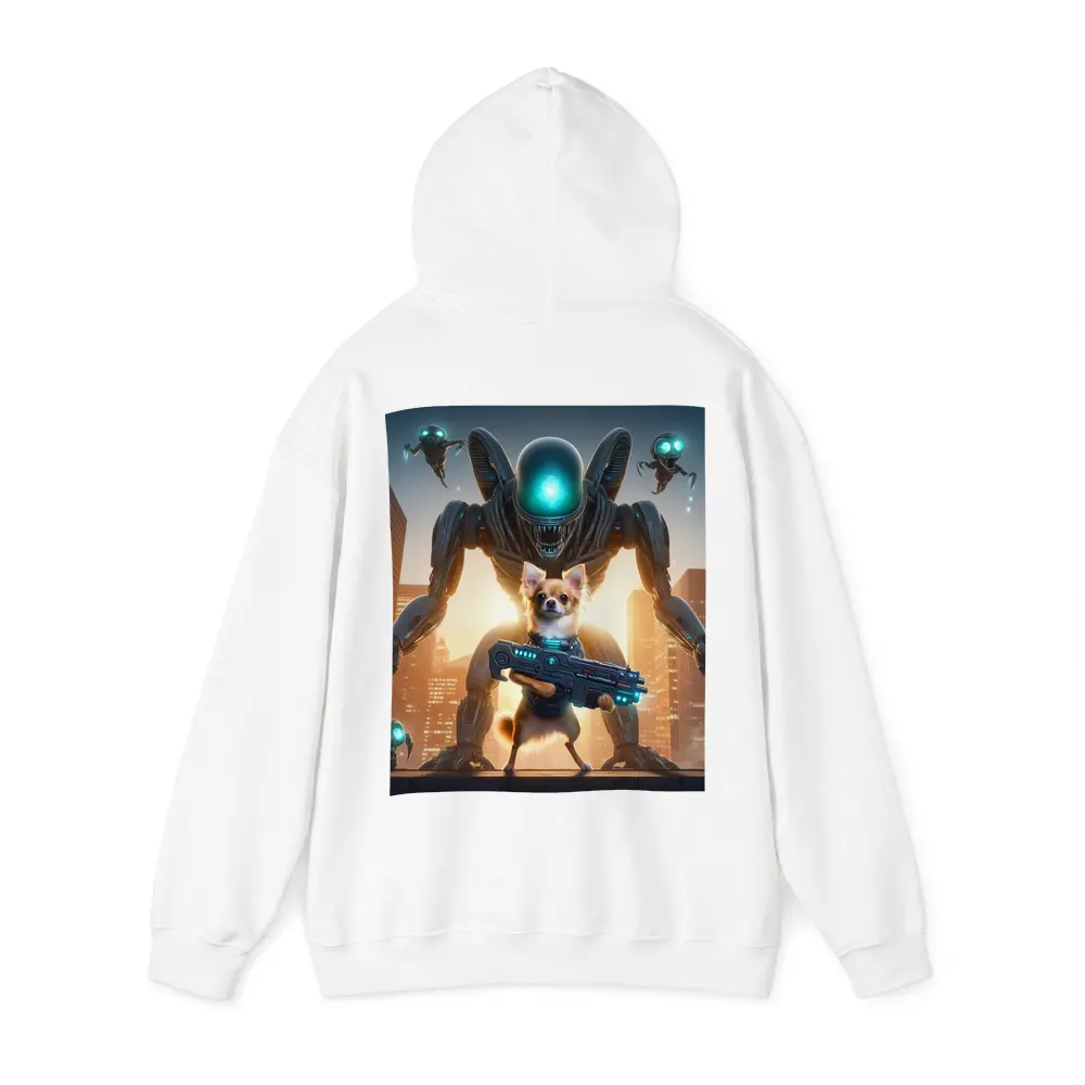 Chihuahua Armed Hero Alien Cyberpunk City – Hoodies