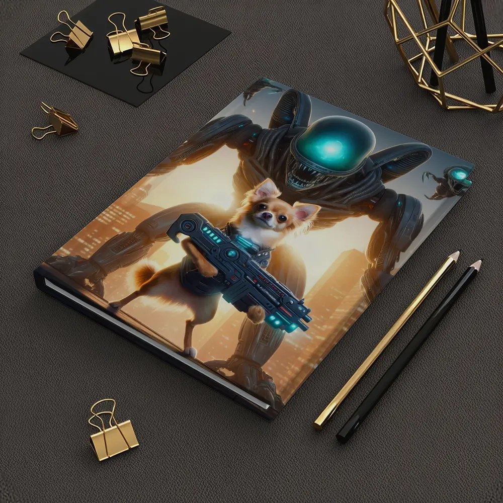 Chihuahua Armed Hero Alien Cyberpunk City – Notebooks