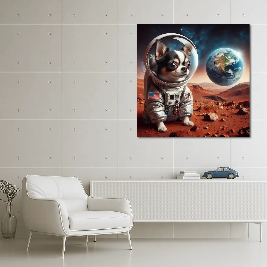 Chihuahua Astronaut on Mars Red Planet – Wall Art