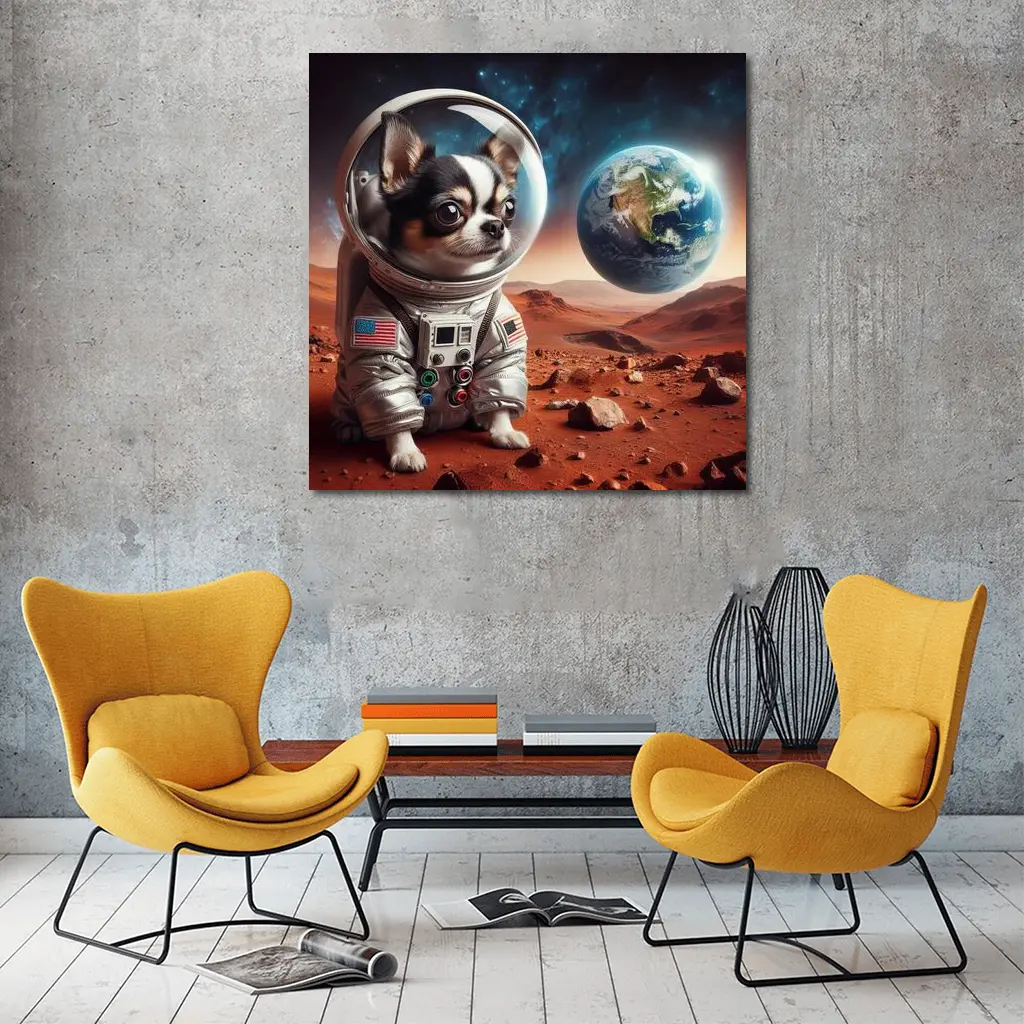 Chihuahua Astronaut on Mars Red Planet – Wall Art