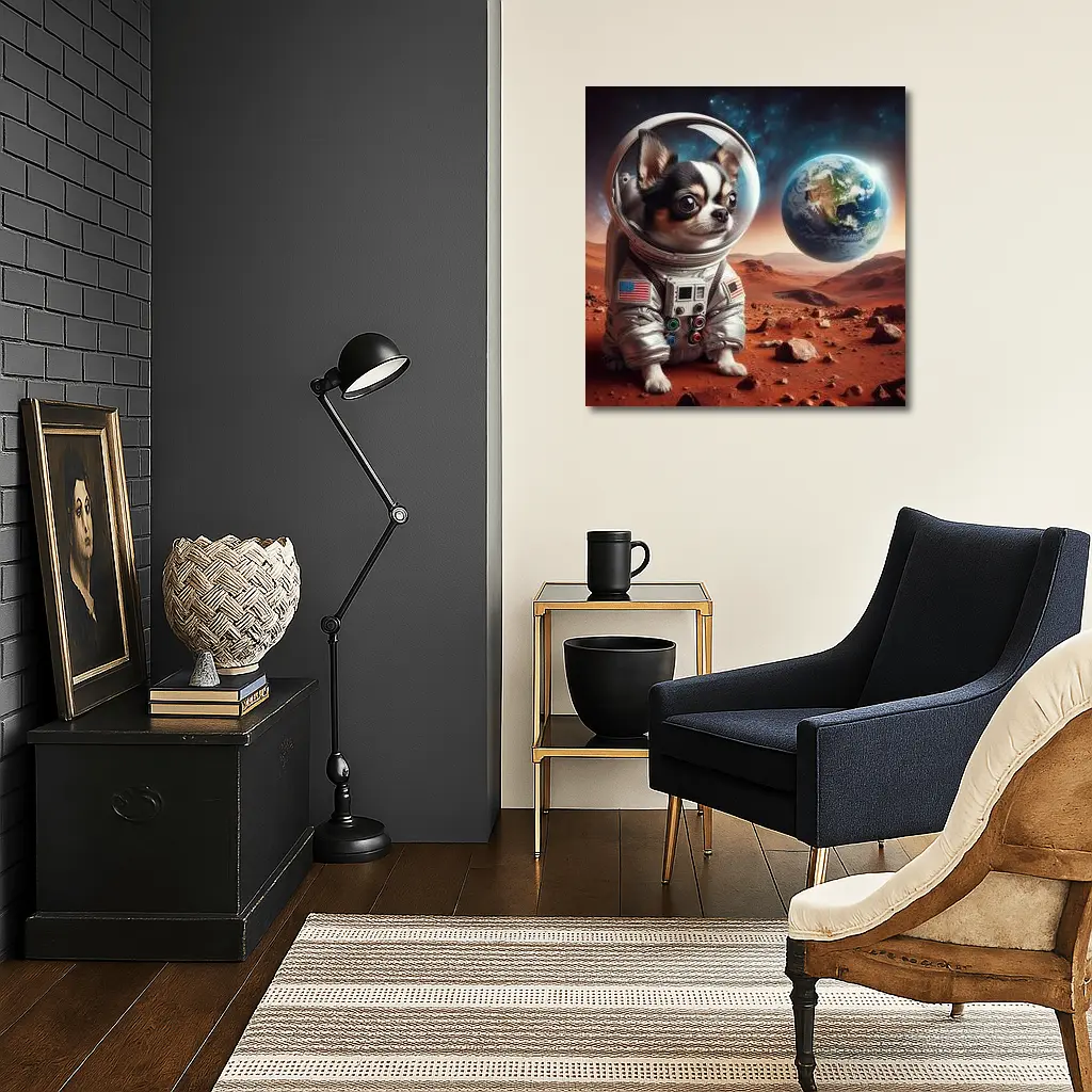 Chihuahua Astronaut on Mars Red Planet – Wall Art