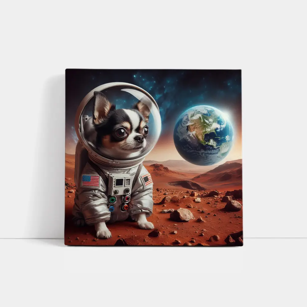 Chihuahua Astronaut on Mars Red Planet – Wall Art