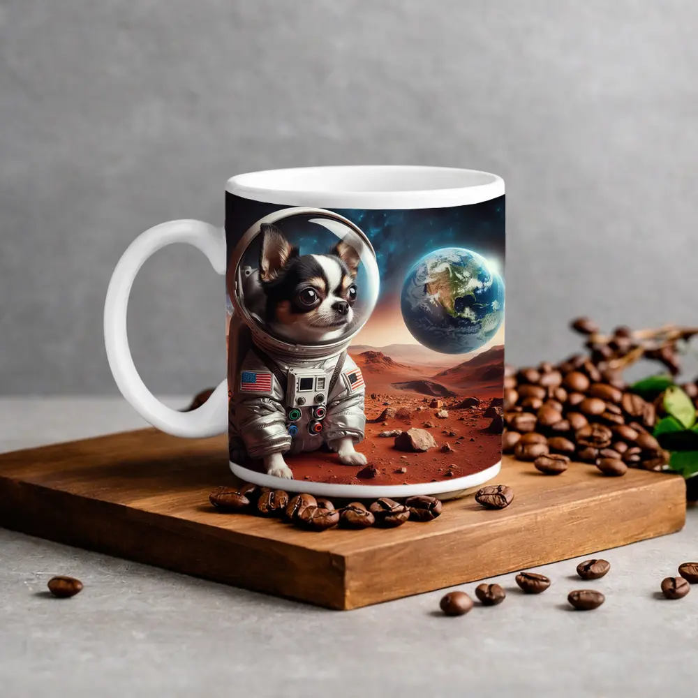 Chihuahua Astronaut on Mars Red Planet – Mugs