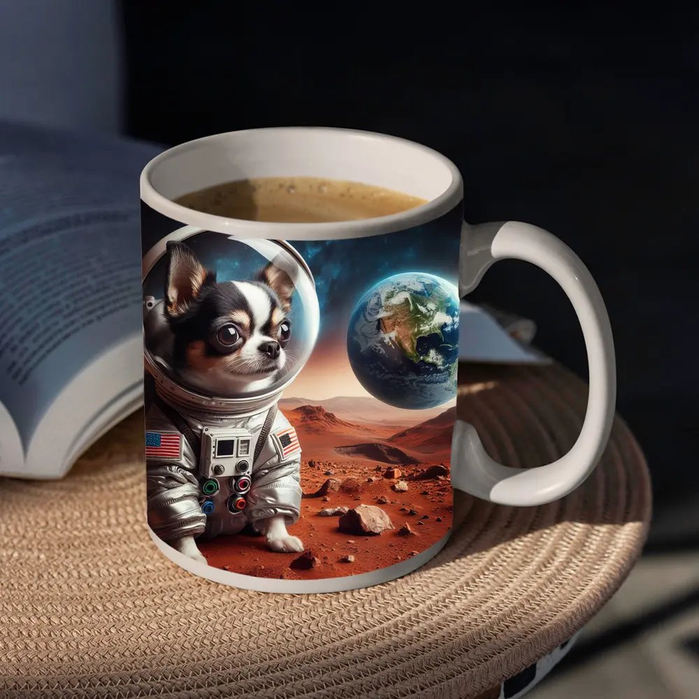 Chihuahua Astronaut on Mars Red Planet – Mugs