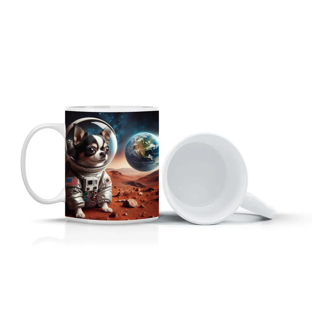 Chihuahua Astronaut on Mars Red Planet – Mugs