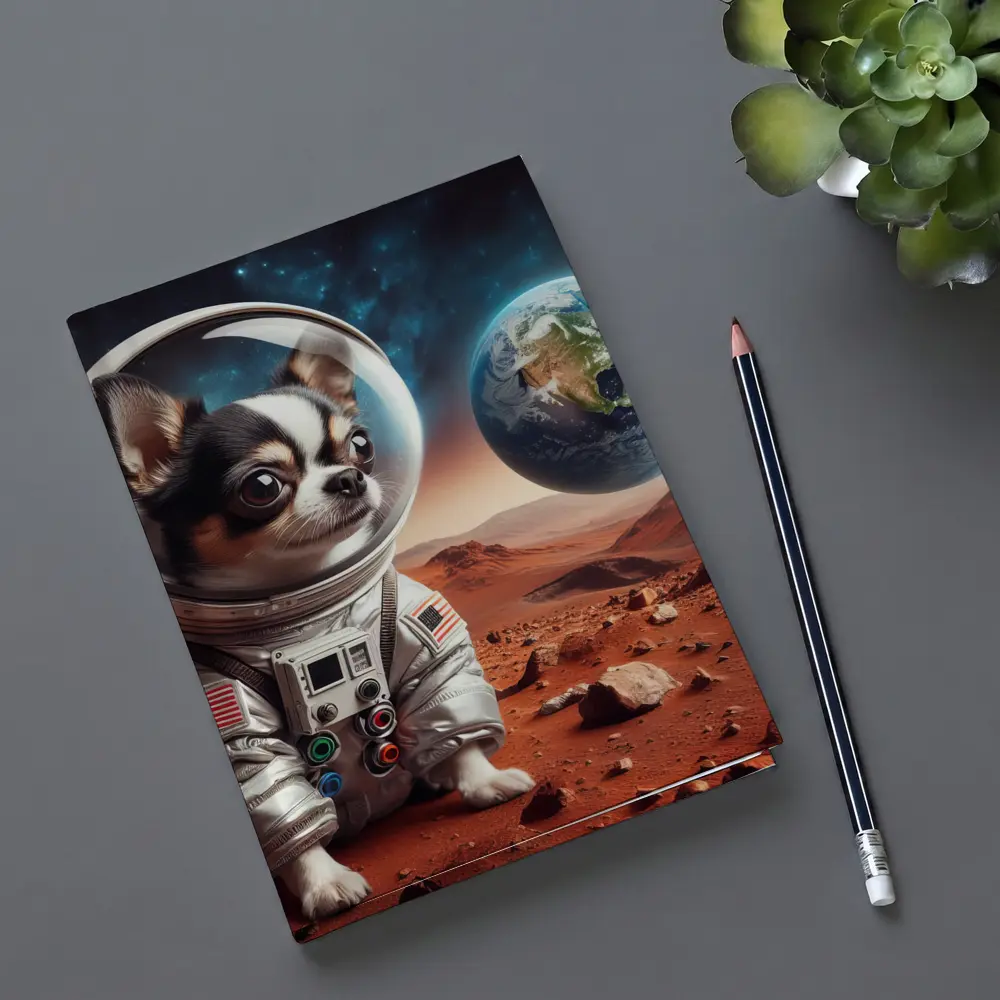 Chihuahua Astronaut on Mars Red Planet – Notebooks