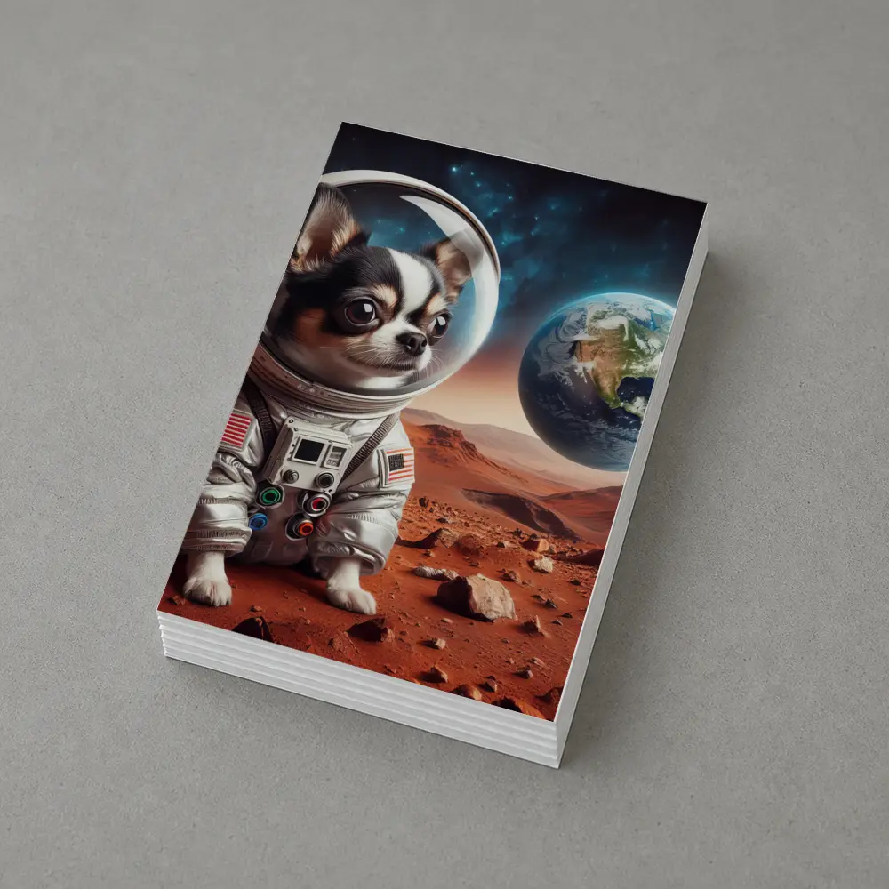 Chihuahua Astronaut on Mars Red Planet – Postcards