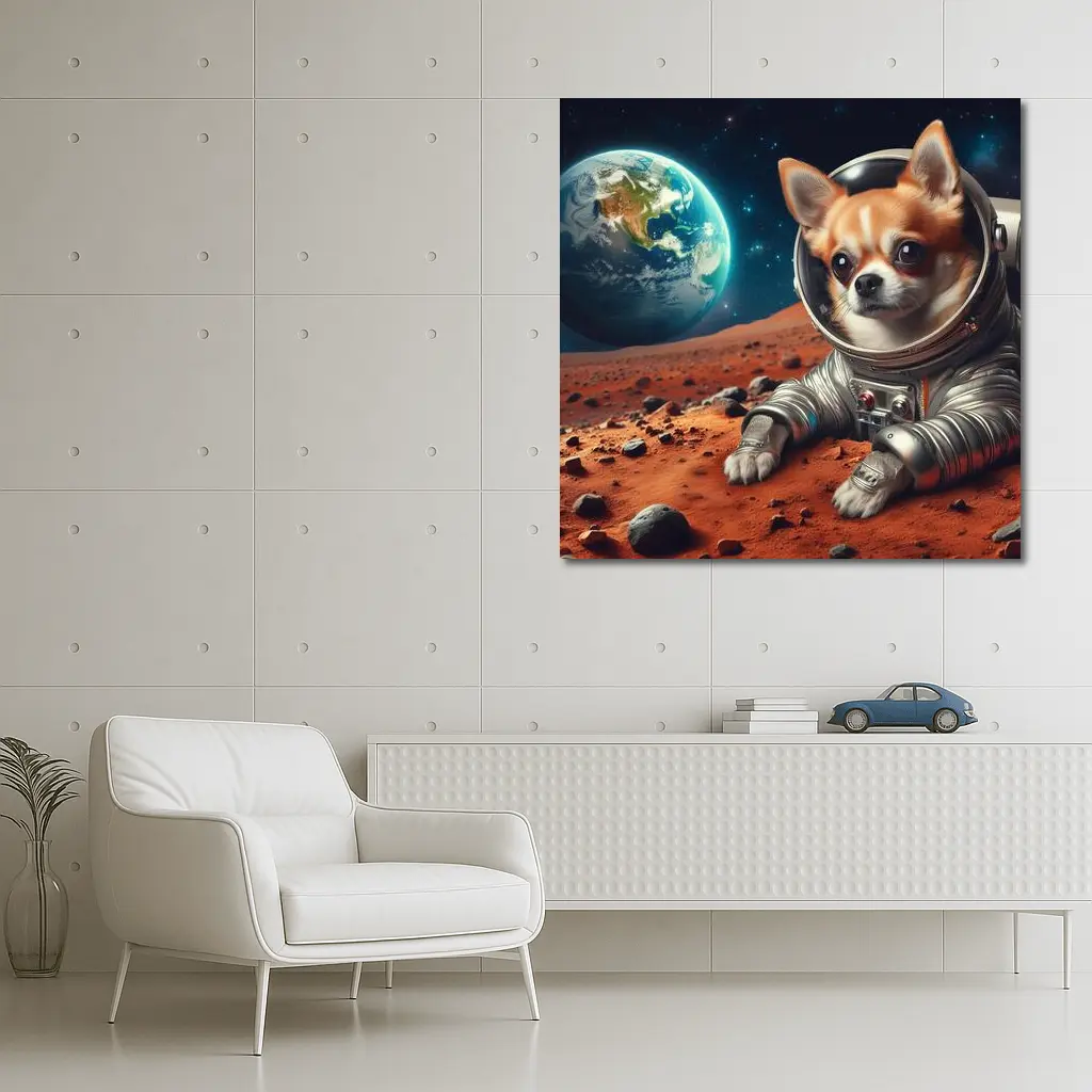 Chihuahua Astronaut On Mars Red Planet – Wall Art