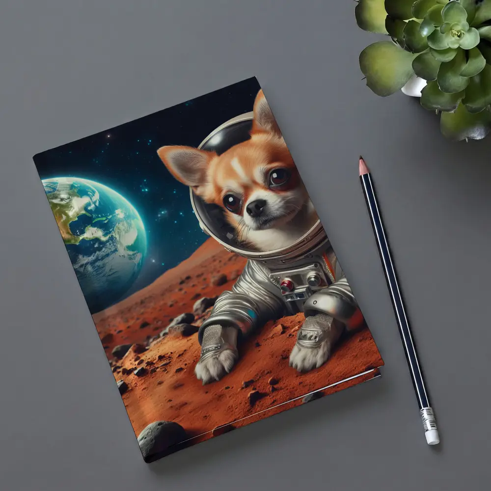 Chihuahua Astronaut On Mars Red Planet – Notebooks