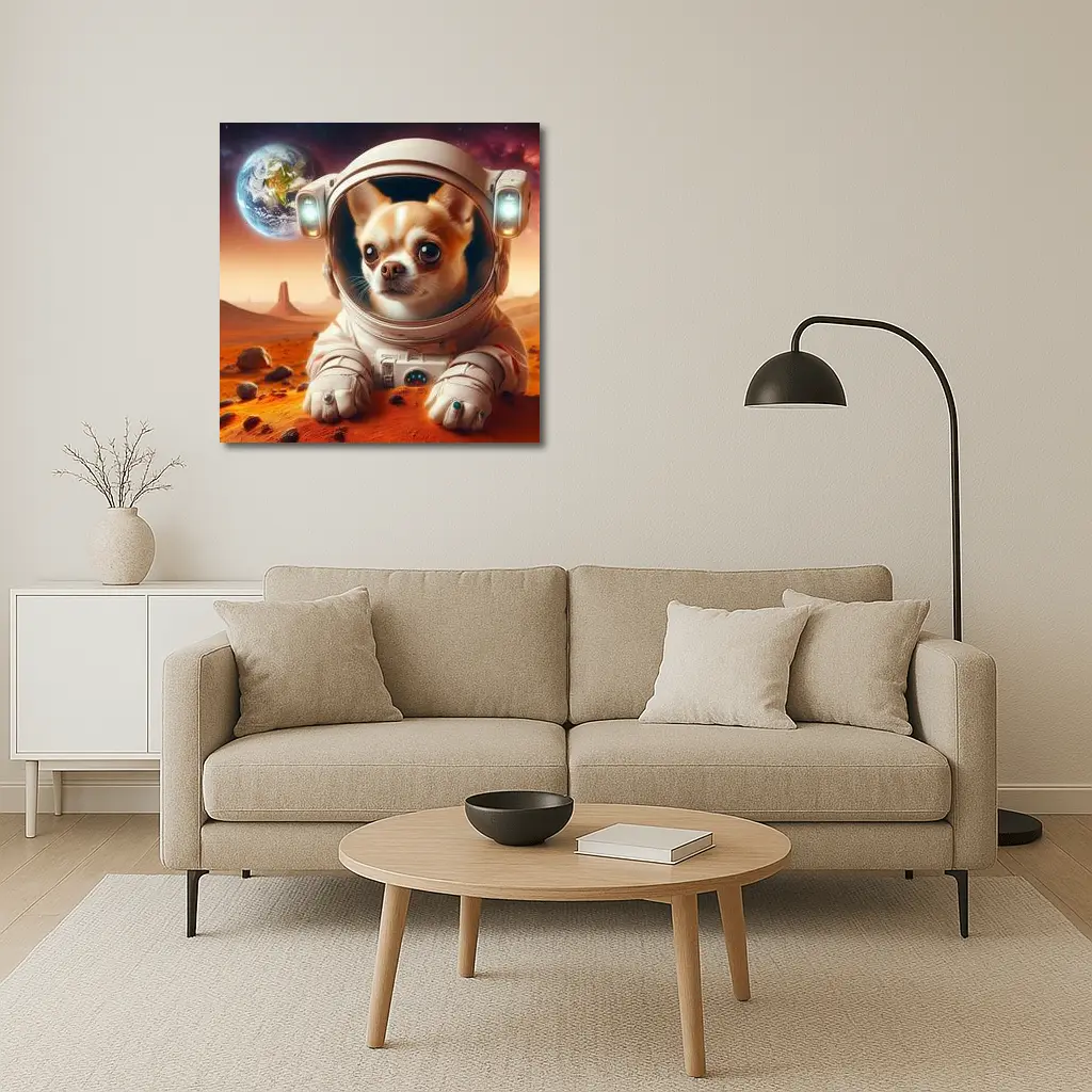 Chihuahua Astronaut on Mars Red Planet – Wall Art