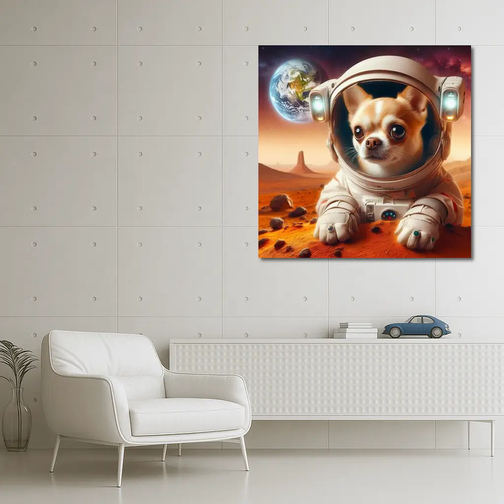 Chihuahua Astronaut on Mars Red Planet – Wall Art
