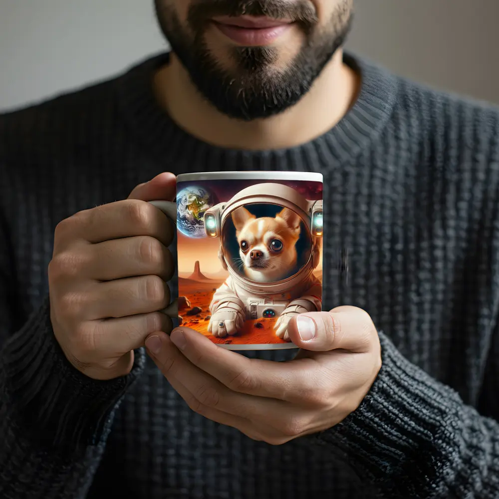 Chihuahua Astronaut on Mars Red Planet – Mugs