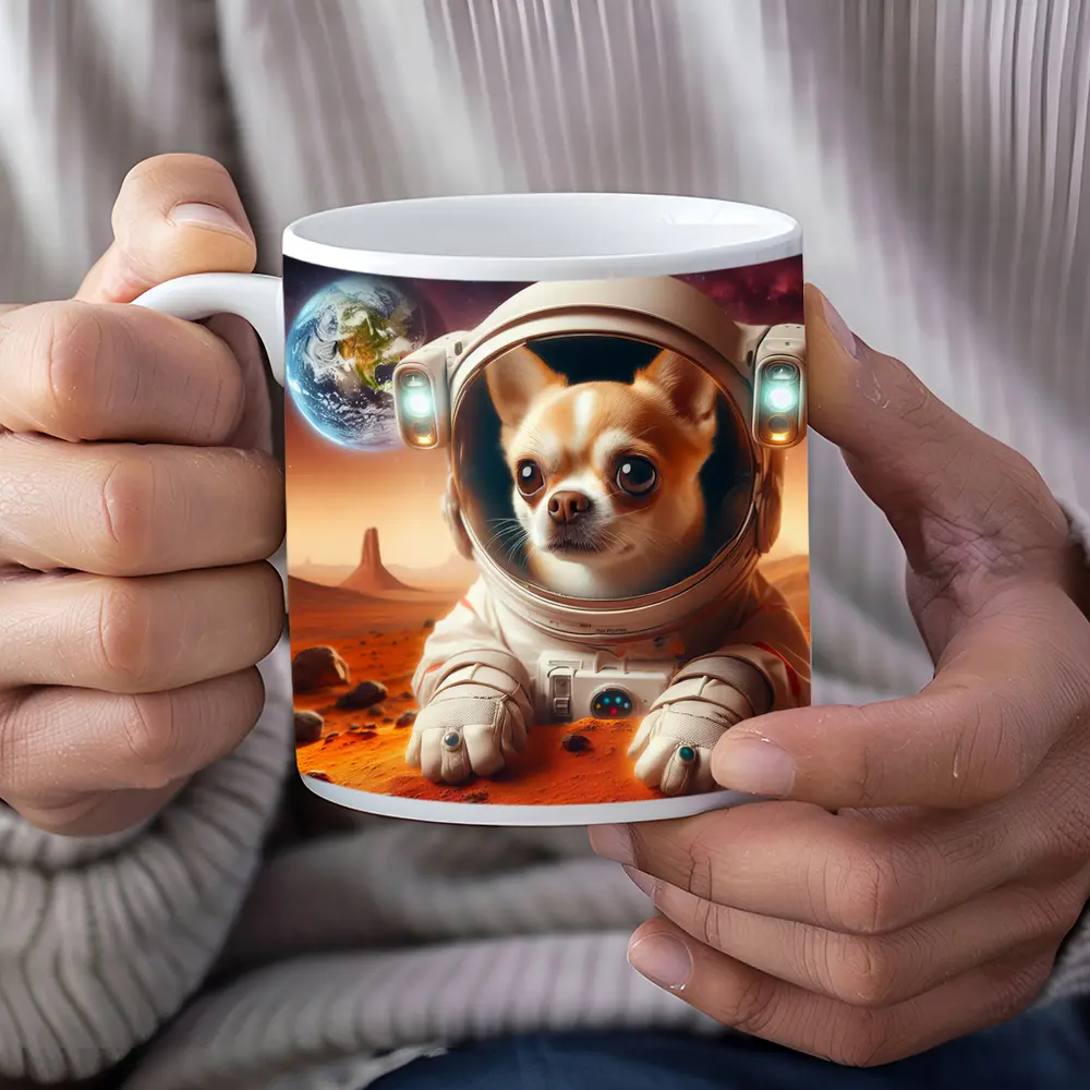 Chihuahua Astronaut on Mars Red Planet – Mugs
