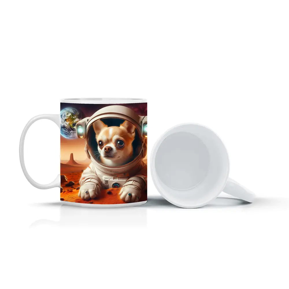 Chihuahua Astronaut on Mars Red Planet – Mugs