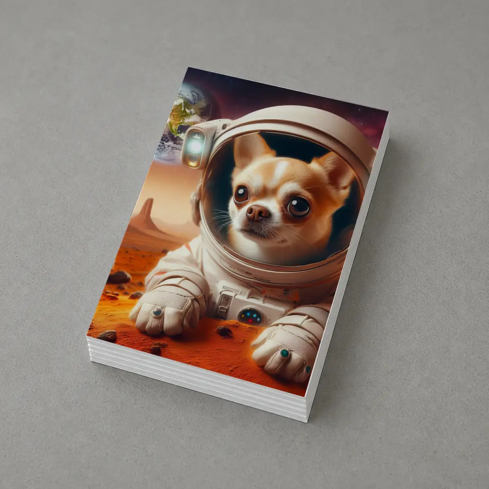 Chihuahua Astronaut on Mars Red Planet – Postcards
