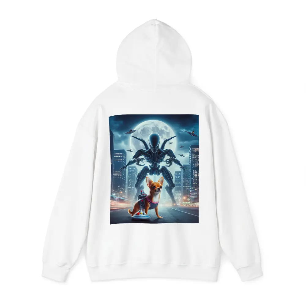 Chihuahua Hero Giant Alien City Night – Hoodies