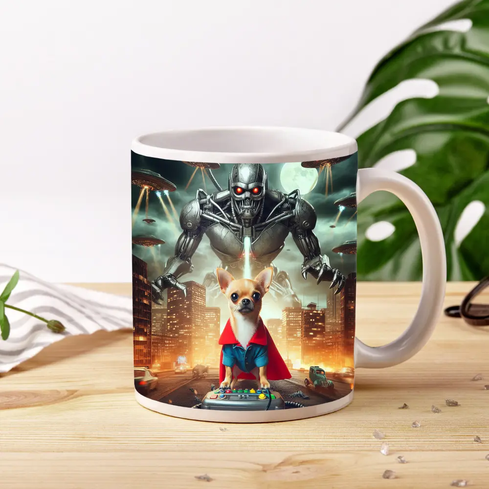 Chihuahua Hero Saves City From Robot Invasion – Mugs