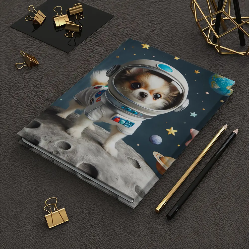 Chihuahua Astronaut Standing On Moon Space – Notebooks