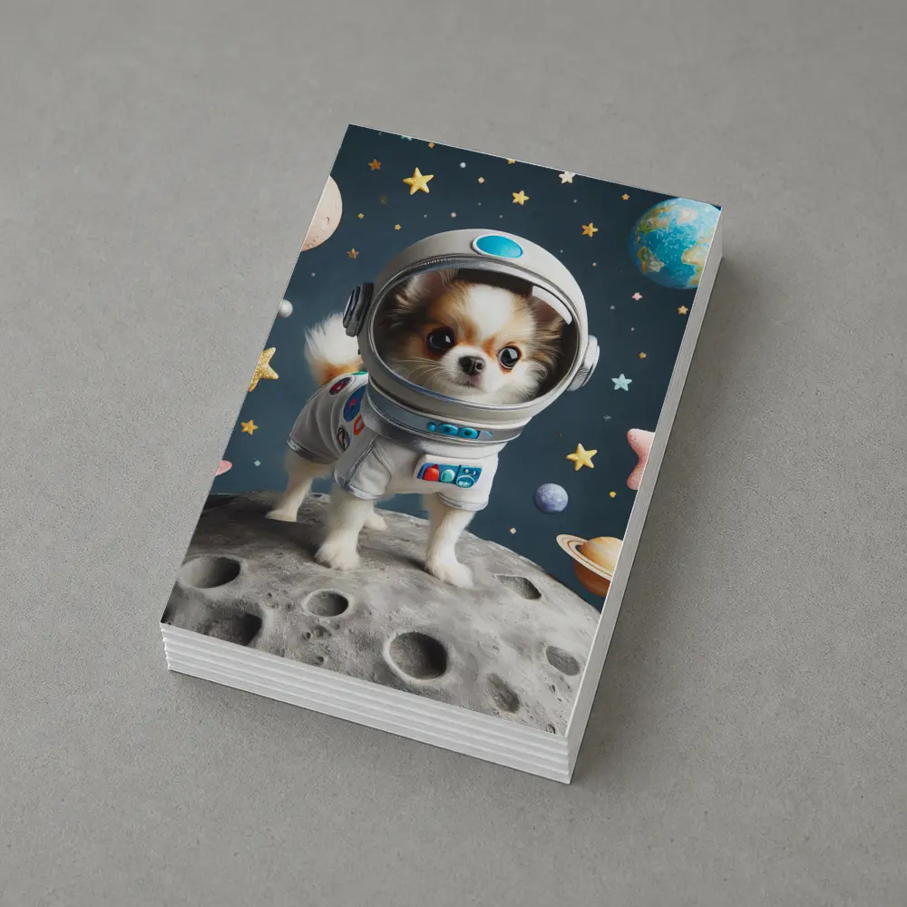 Chihuahua Astronaut Standing On Moon Space – Postcards