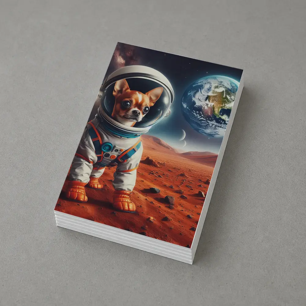 Chihuahua Astronaut Standing On Mars Surface – Postcards