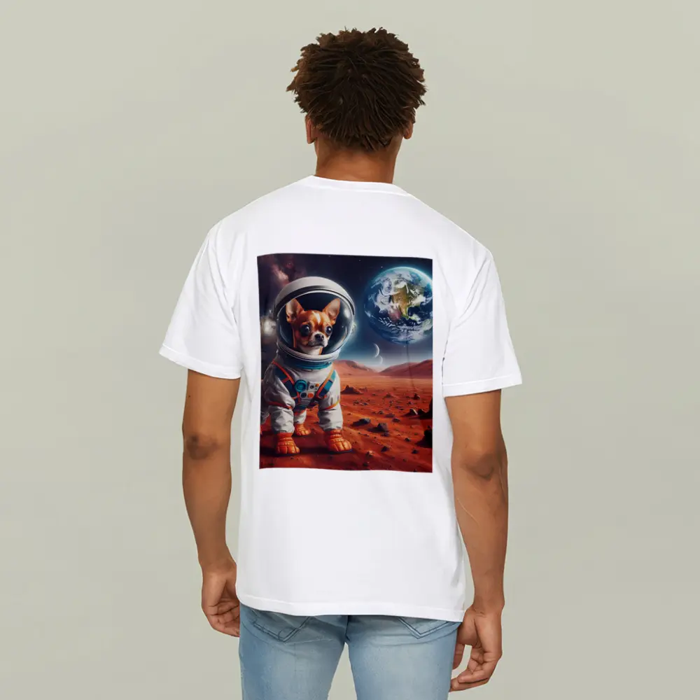 Chihuahua Astronaut Standing On Mars Surface – T-Shirts