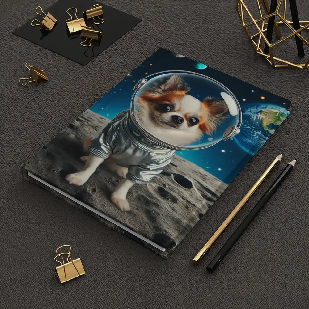 Chihuahua Astronaut Standing On Moon Surface – Notebooks