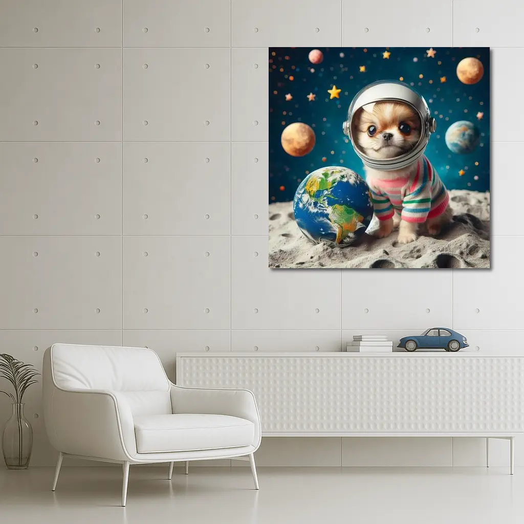 Chihuahua Astronaut Puppy Space Planets Earth – Wall Art
