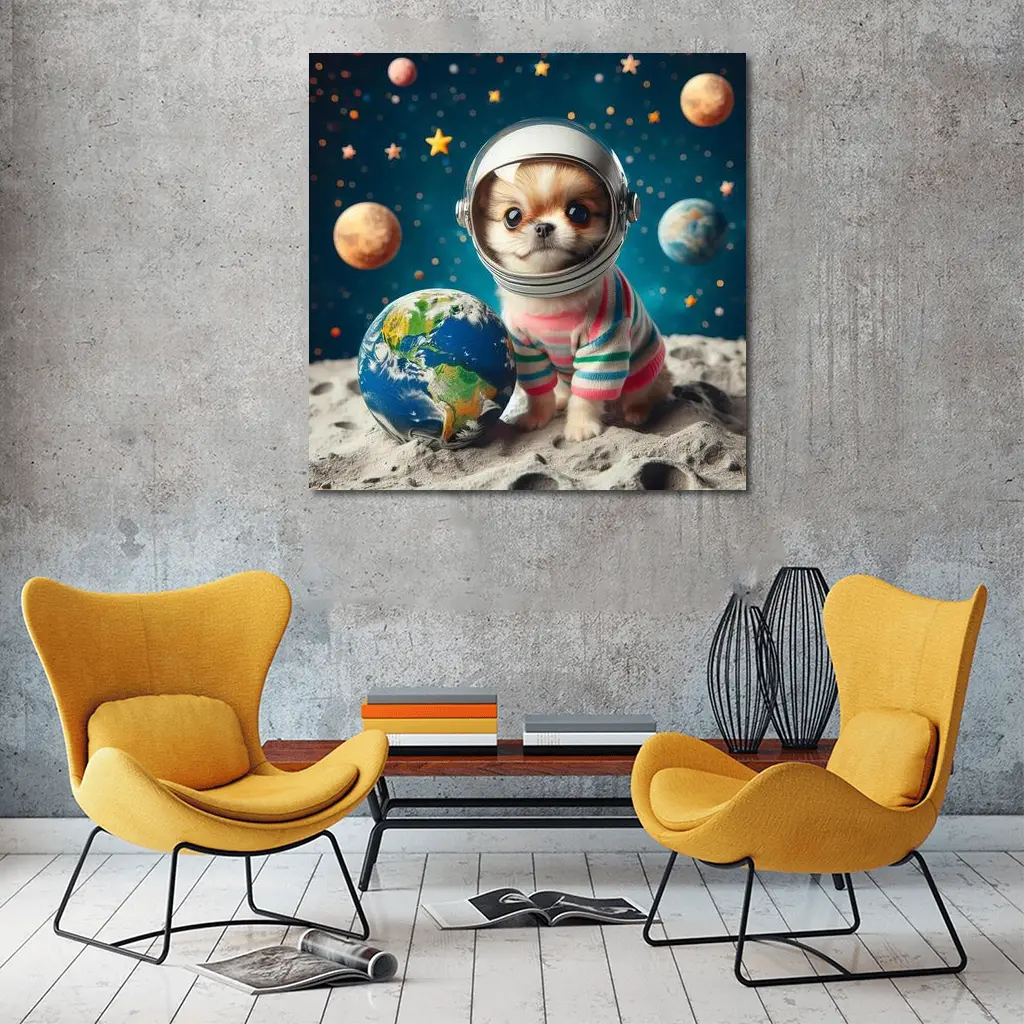 Chihuahua Astronaut Puppy Space Planets Earth – Wall Art