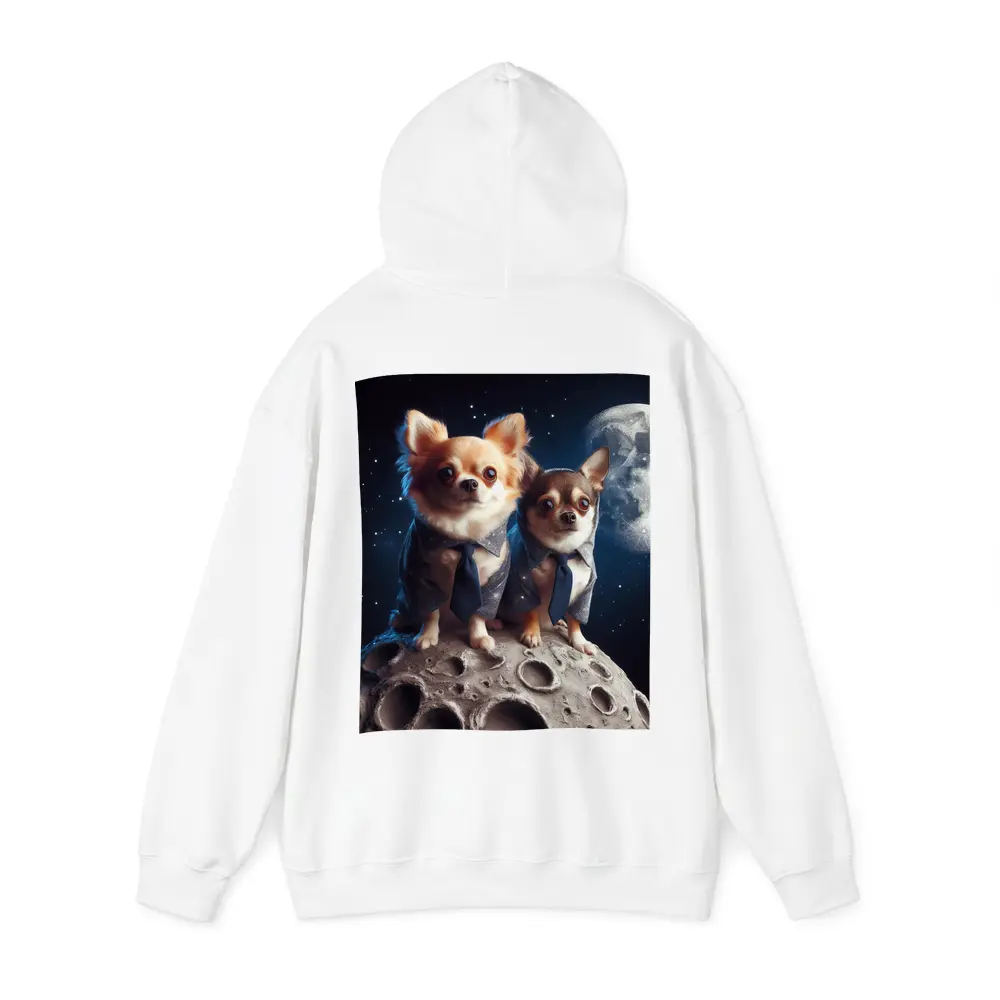 Two Chihuahuas in Suits on Moon – Hoodies