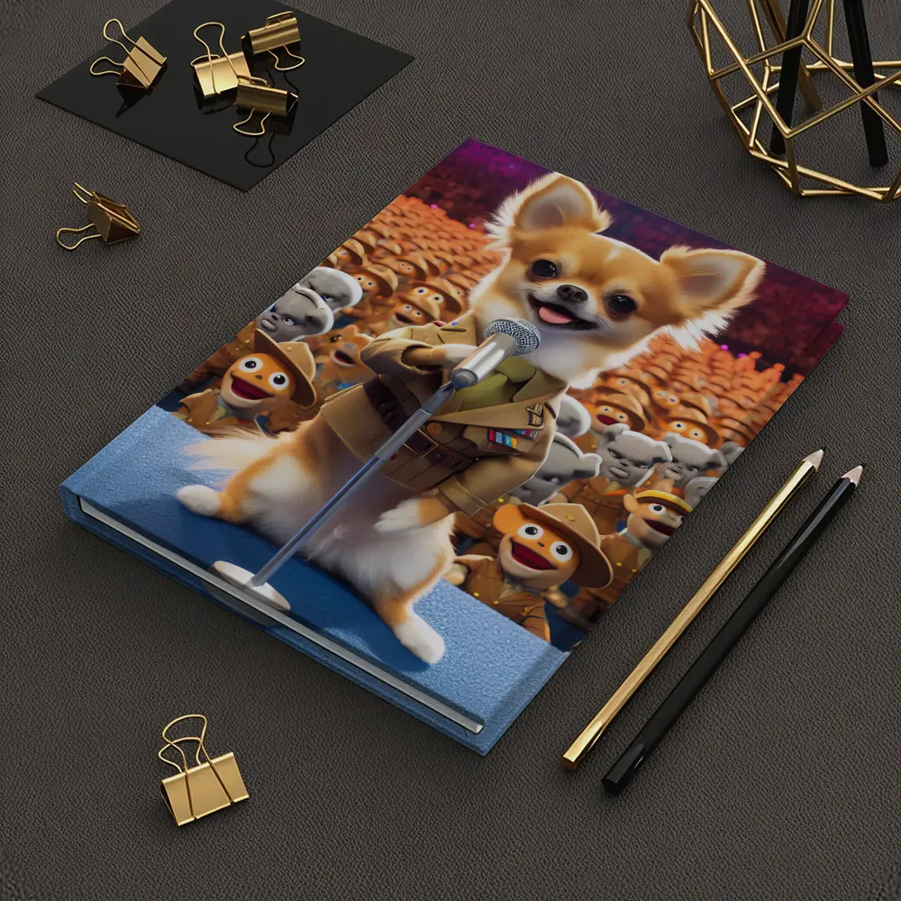 Chihuahua Commander Speech Cartoon Army Crowd – Notebooks