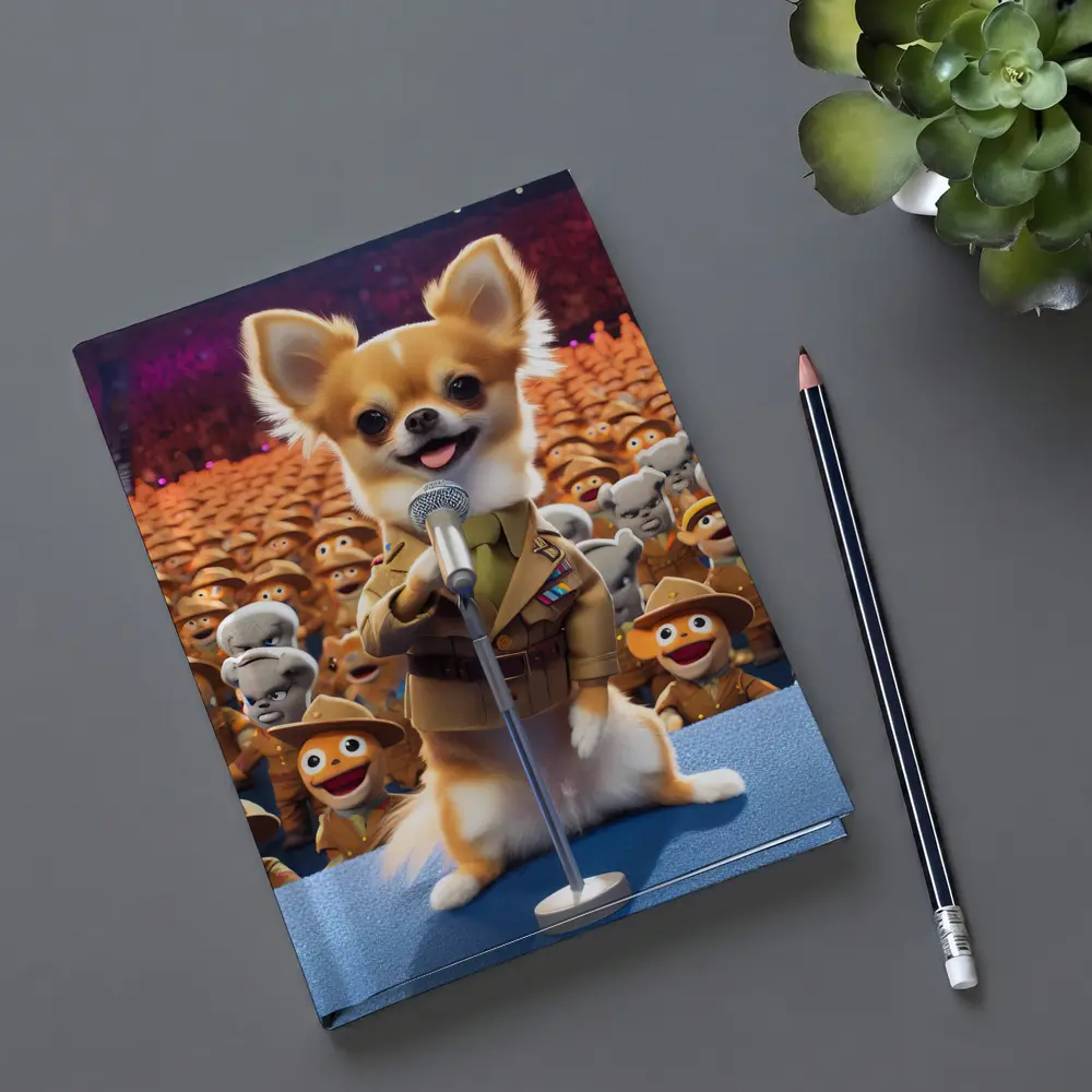 Chihuahua Commander Speech Cartoon Army Crowd – Notebooks