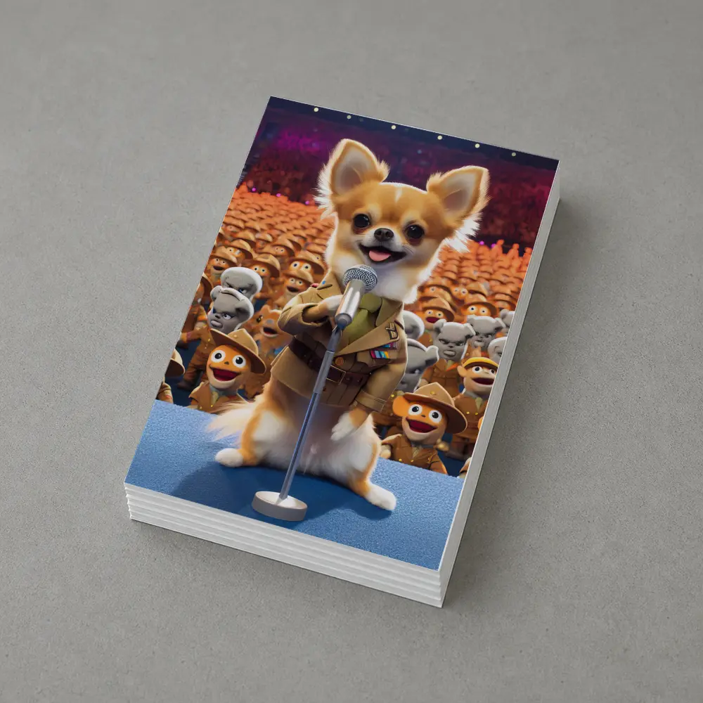 Chihuahua Commander Speech Cartoon Army Crowd – Postcards