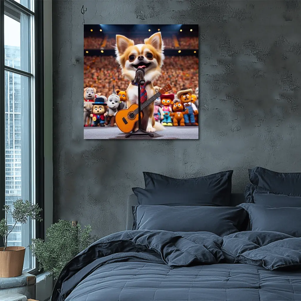 Chihuahua Rockstar Performing On Stage Concert – Wall Art