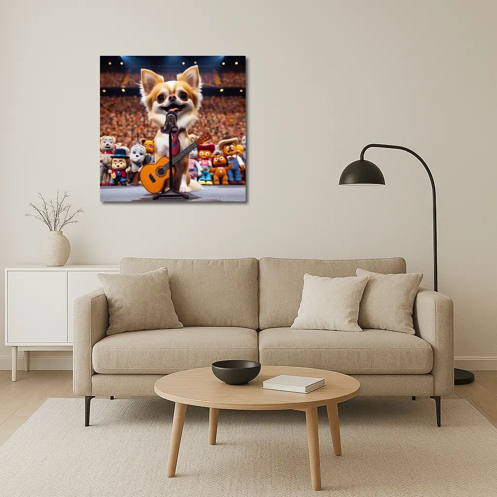 Chihuahua Rockstar Performing On Stage Concert – Wall Art